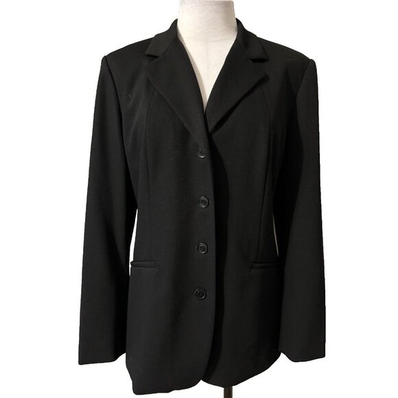 Talbots Suit Jacket Blazer 12 Black Stretch Wool Classic 4 Button - Picture 1 of 11